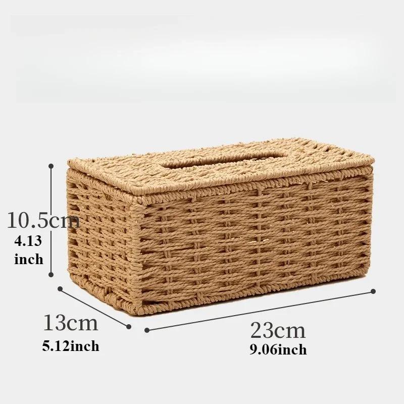 1PC Rattan Handmade Knitting Tissue Box Vintage Napkin Holder for Barthroom Kitchen Home Hotel and Office Home Storage Decor