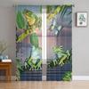 Cartoon Cute Frog Prince Kawaii Sheer Curtain for Living Room Bedroom Voile Drape Kitchen Window Tulle Curtains Home Essentials