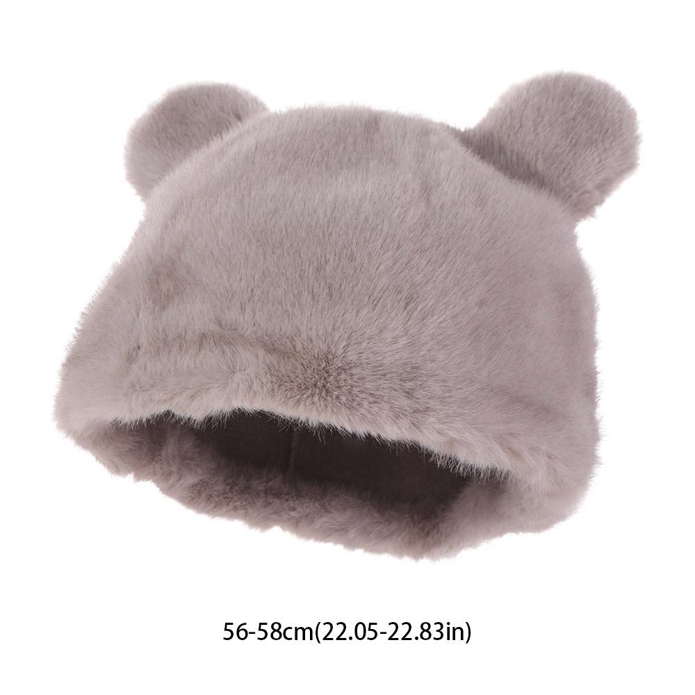 Warme Kunstfellmütze Flauschige Damen-Beanie-Mützen Hübsche Bärenohrenmütze Weiblich
