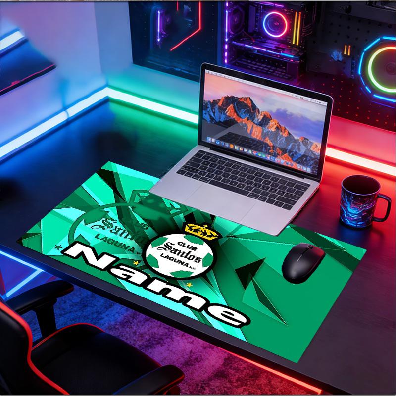 Custom Name Personalized Club Santos Laguna Pattern Mousepad, Laptop PC Desk Mat, Decorative Desk Mat for Home Keyboard Pad Gift