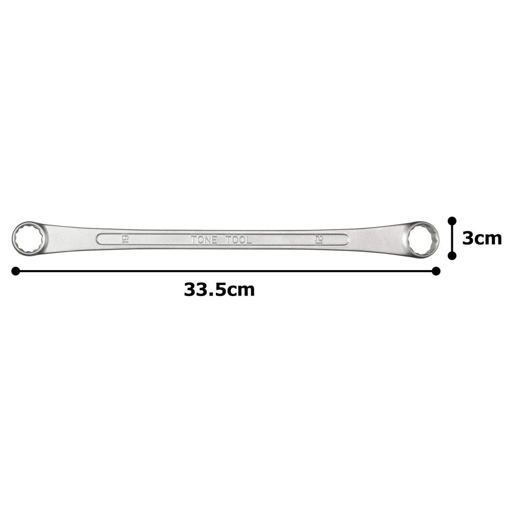 TONE Long Combination Wrench 19 x 21 mm across (15°) M15-1921, (width flats)