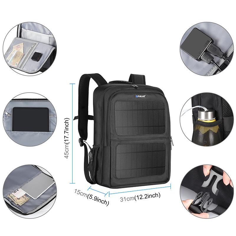 PULUZ Solar-Powered Waterproof Photography Laptop Backpack