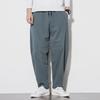 Men's Large Linen Trousers - Loose Fit, Casual Harem Style, Carrot Pants with Low Crotch, Cotton Blend.