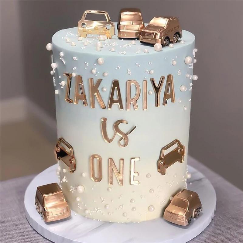 Gold Acrylic Cake Decoration Happy Birthday A-Z English Letter Wedding Party Cake Topper Cupcake Insert Flag Baking Accessories