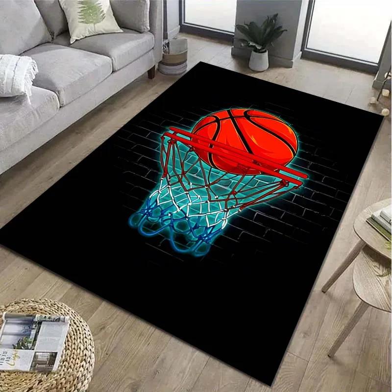 Basketball Hoop Art Pattern Area Rug Sports Carpet for Living Room Bedroom Game Room Non-Slip Floor Mat Home Decor Gift
