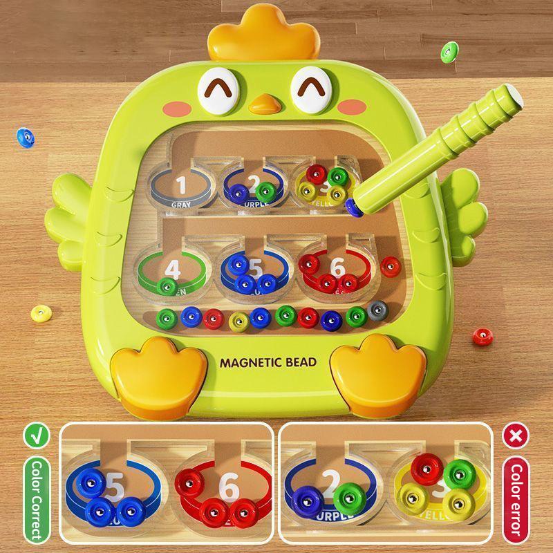 Magnetic Puzzle Game Board Pen Moving Beads Montessori Colors Sorting Number Matching Sensory Play Educational Toys for Kids