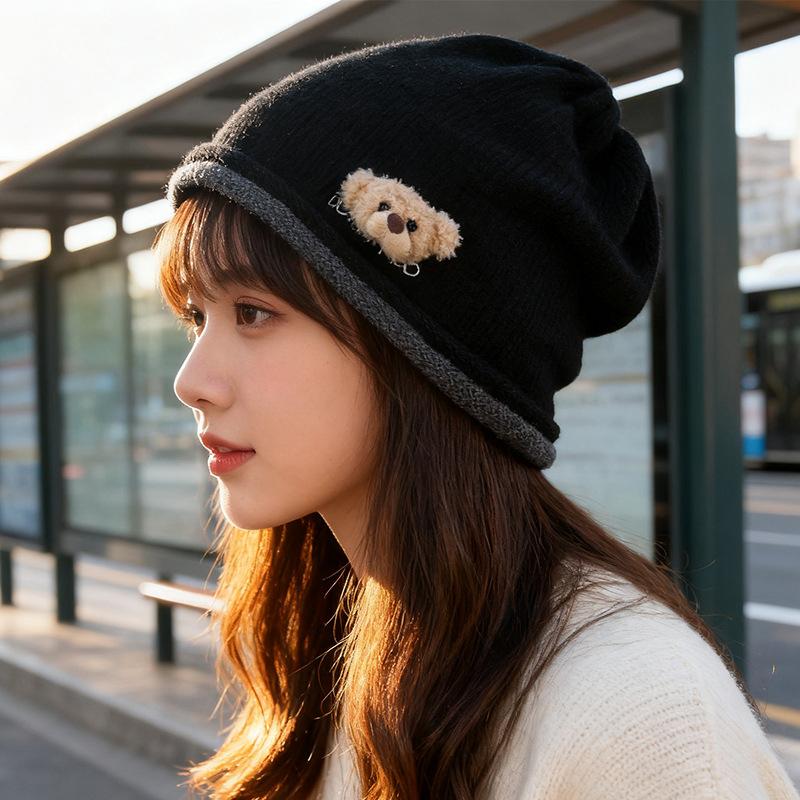 Women's autumn and winter hats, crimped warm knitted hats, ear protectors, cold-proof pullovers, and headcaps for men