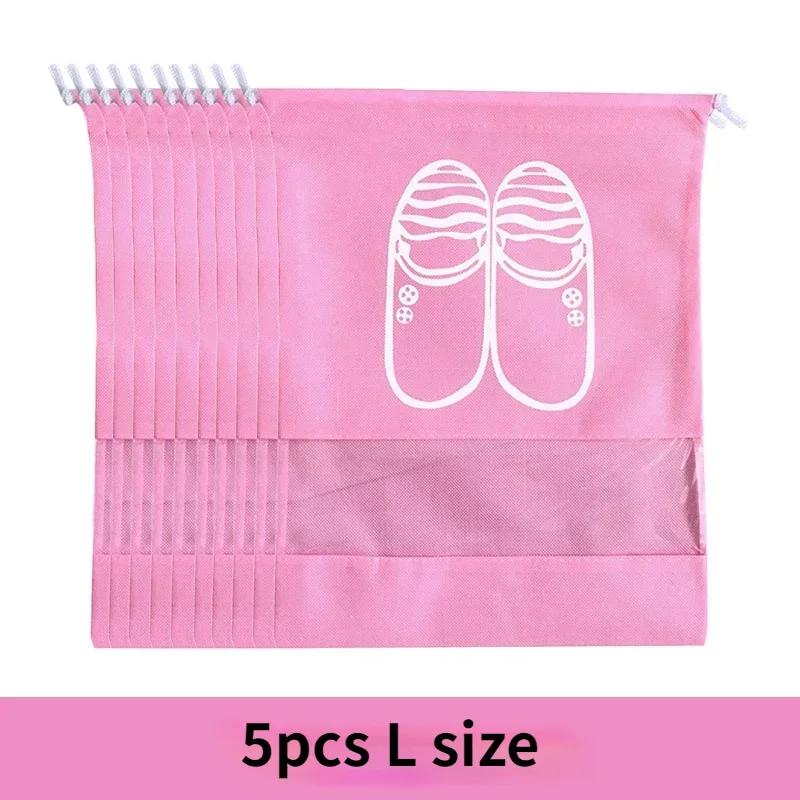 

5Pcs Shoes Storage Bag Closet Organizer Non-woven Travel Portable Bag Waterproof Pocket Clothing Classified Hanging Bag 5pcs