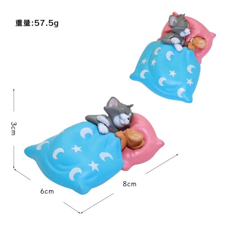 PVC Sleeping Tom and Jerry Car Ornament, Sweet Sleep Dolls for Car Interior Decoration, Cute Cartoon Dashboard Figurine