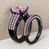 Charming Couple Ring, Pink Color Zircon Inlaid Women's Ring,  Gift for Girlfriend On Valentine's Day