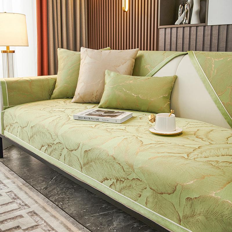 

Жаккардовые чехлы для диванов с золотым листом, синель, роскошная подушка для дивана, универсальный диван для гостиной, нескользящий подлокотник, подушки на спинку 70x120cm 1pcs