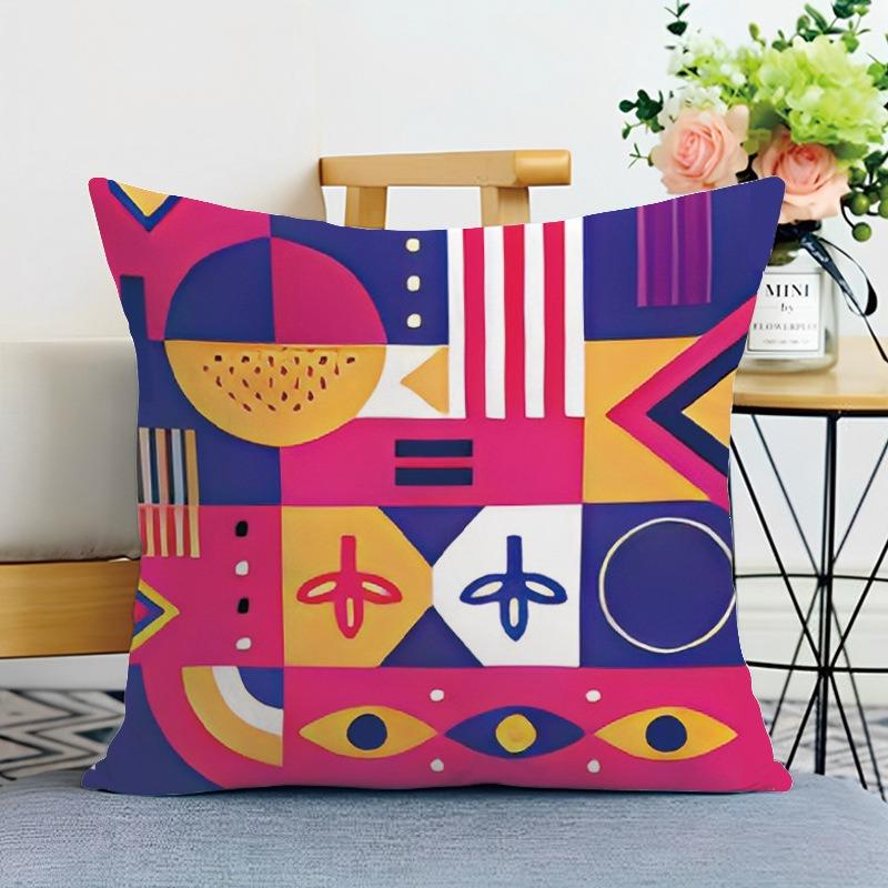 Colorful Geometric Print Decorative Pillowcase Bedroom Living Room Square Cushion Pillowcase