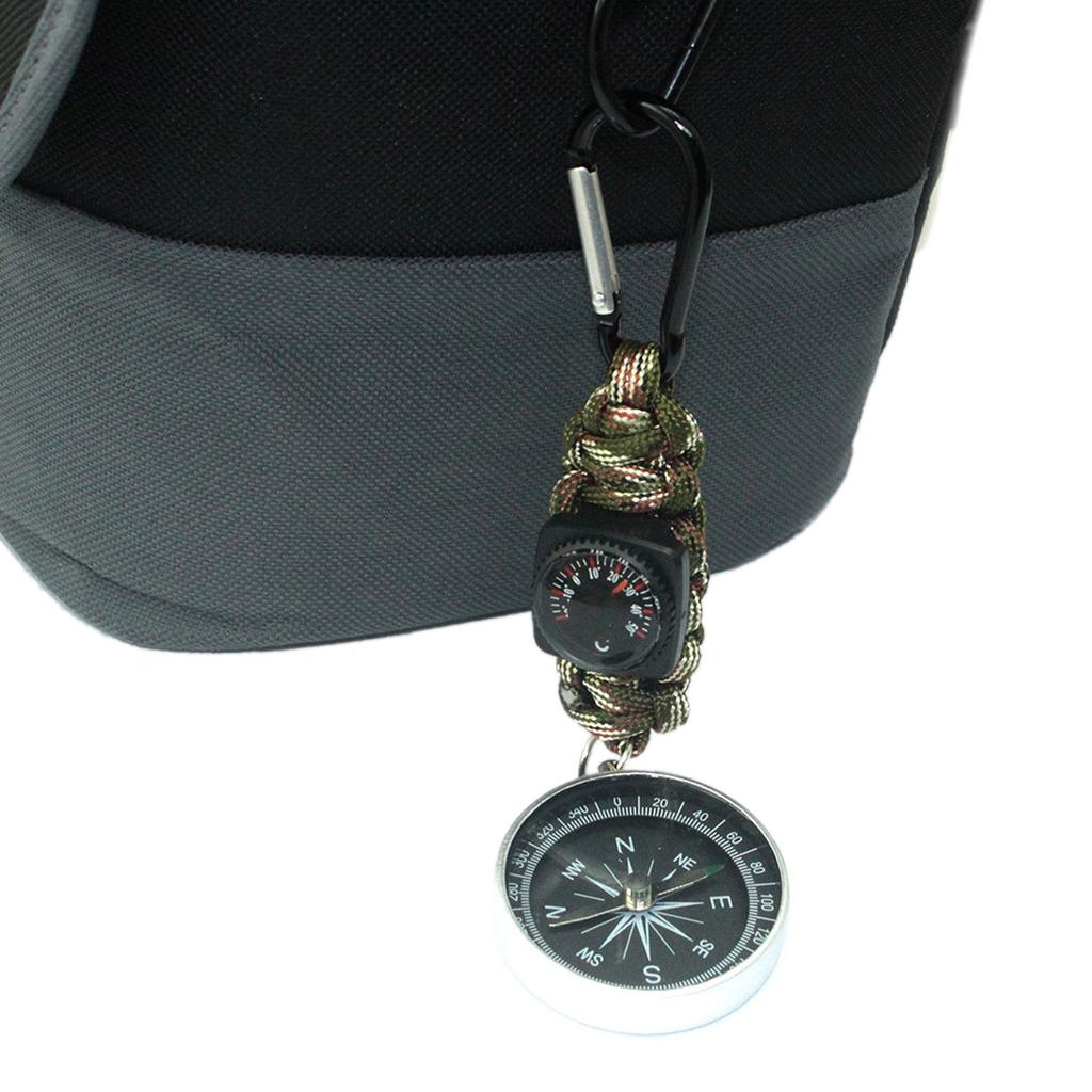 Mini Compasses Thermometer Keychain Pocket Size Snap Hook Compasses Carabiner for Camping Hiking Backpacking Survival