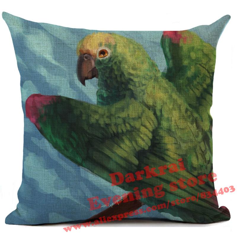 Bird Cushion Cover Macaw Owl Parrot Pillow Cover Living Room Sofa Car Decor Throw Pillows Home Decoration Pillowcase 45X45Cm
