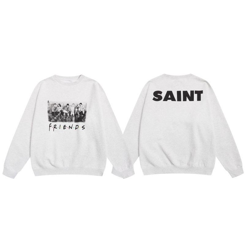 SAINT Retro Distressed Fleece Pullover Sweatshirt