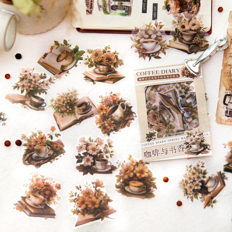 30 uds Paquete de pegatinas temáticas de café gourmet vintage para tienda de campaña a mano pegatinas decorativas DIY Material para Scrapbooking DIY