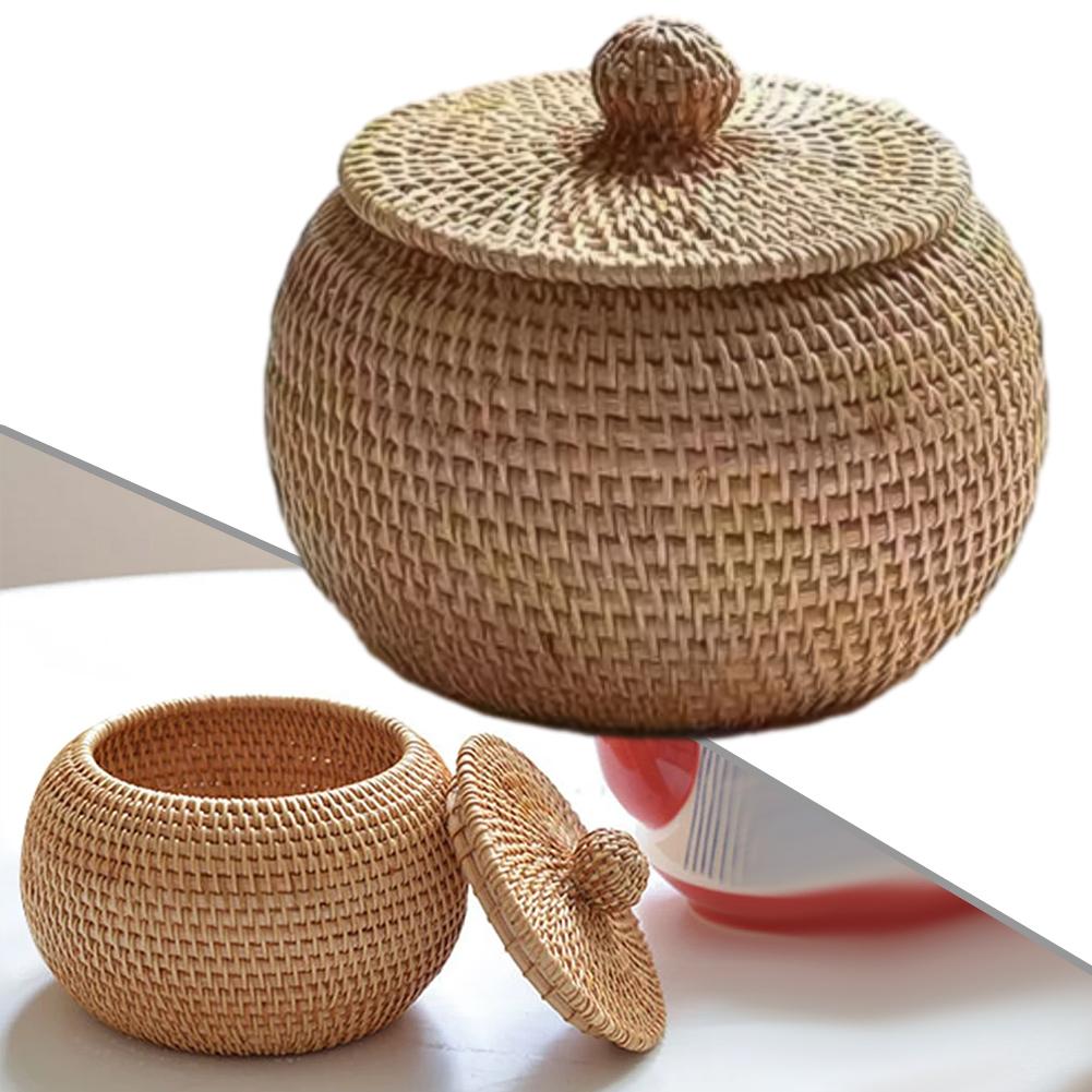 Aufbewahrungskorb aus Rattan 15*15*12cm 1 Stück Multifunktional Vietnamesische Herbstrebe A Schachfiguren Nagelneu