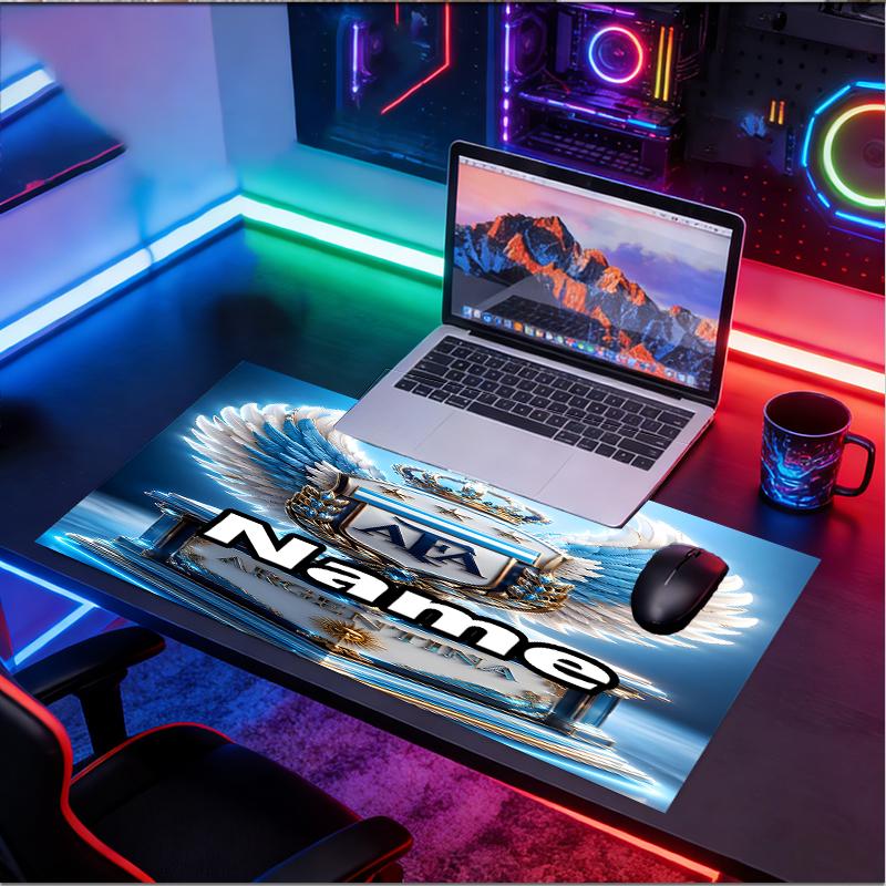 Custom Name Personalized Manchester City FC Pattern Mousepad, Laptop PC Desk Mat, Decorative Desk Mat for Home Keyboard Pad Gift
