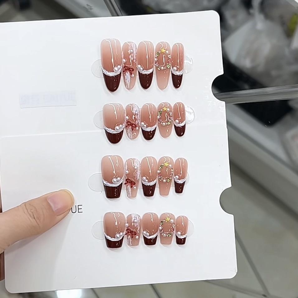 Pure Handmade Phototherapy Wearable Armor Christmas Love Song Finished Product Reusable Nail Art Patches Can Be Removed