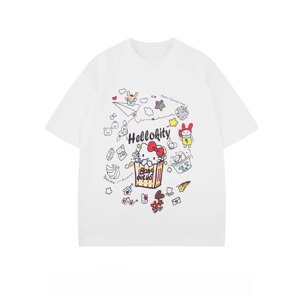 

Sanrio 2026 Summer Comic Form Hello Kitty Image 100 Cotton Printed Casual Tshirt Adult Children Parentchild Top Casual Wear S