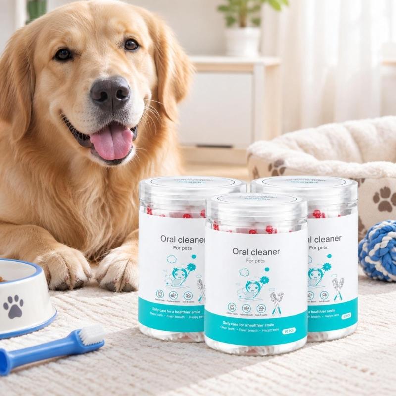 Pet Chew Toothbrush for Kittens and Puppies, Soft Gauze Texture Wipes Food Particles During Routine Dental Care