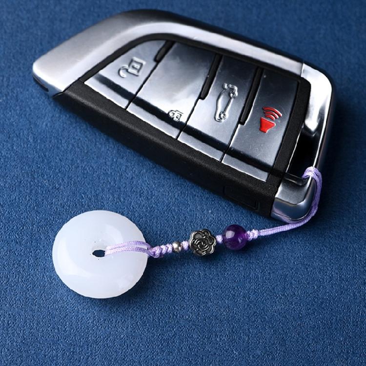 Unique White Jade Buckle Jade Keyrings Charm Vintage Phone Strap Chain Ornament