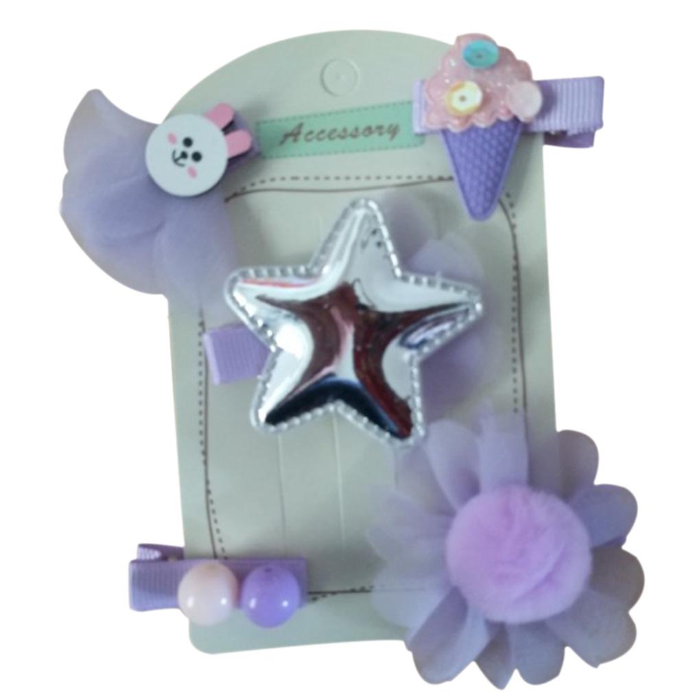 

5pcs Kids Hair Clips Cute Rabbit Ear Hairpins Barrettes Baby Bow Flower Headwear Children Cartoon Hair Clips Girls Headdress purple rabbit suit