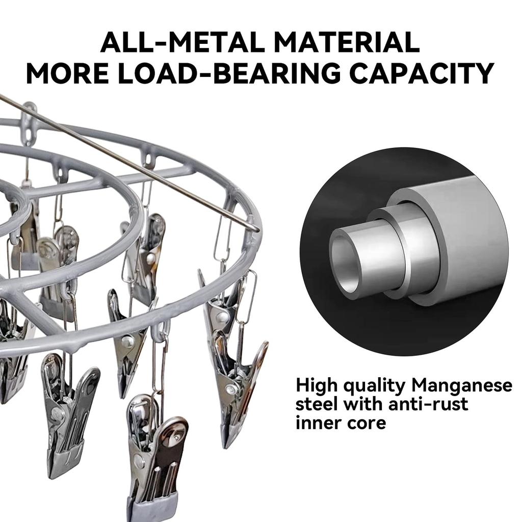Suszarka do ubrań, wieszak na pranie ze stali nierdzewnej, wytrzymały okrągły obrotowy wiatroszczelny wieszak na bieliznę, ręczniki, biustonosze, skarpetki, bielizna