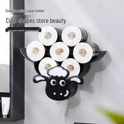 Wall-Mounted Sheep Tissue Holder - Creative Toilet Paper Storage Rack for Living Room and Bathroom