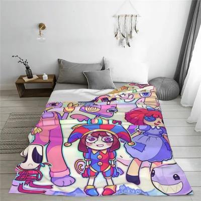 Anime The Amazing Digital Circus pături fleece primăvară toamnă cuvertură multifuncțională ultra-moale pentru canapea cuvertură de pat de călătorie