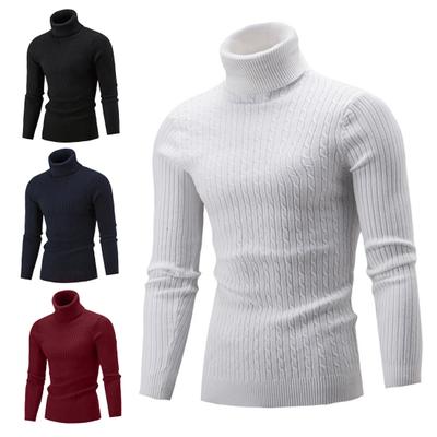 Men Knitwear Simple Solid Color Comfy Sweater Pullover Turtleneck Twist Men Sweater Pullover Sweater Pullover for Daily Life