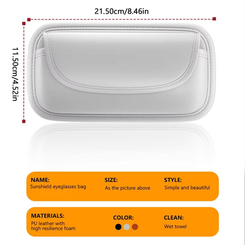 Car Glasses Box PU Leather Portable Car Sunglasses Holder Car Driving Glasses Holder Eyeglass Case Sun Visor Car Lenses Holder