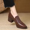 Retro Thick-soled Leather Shoes, New Style Chunky Heels, Versatile Single Shoes for Women