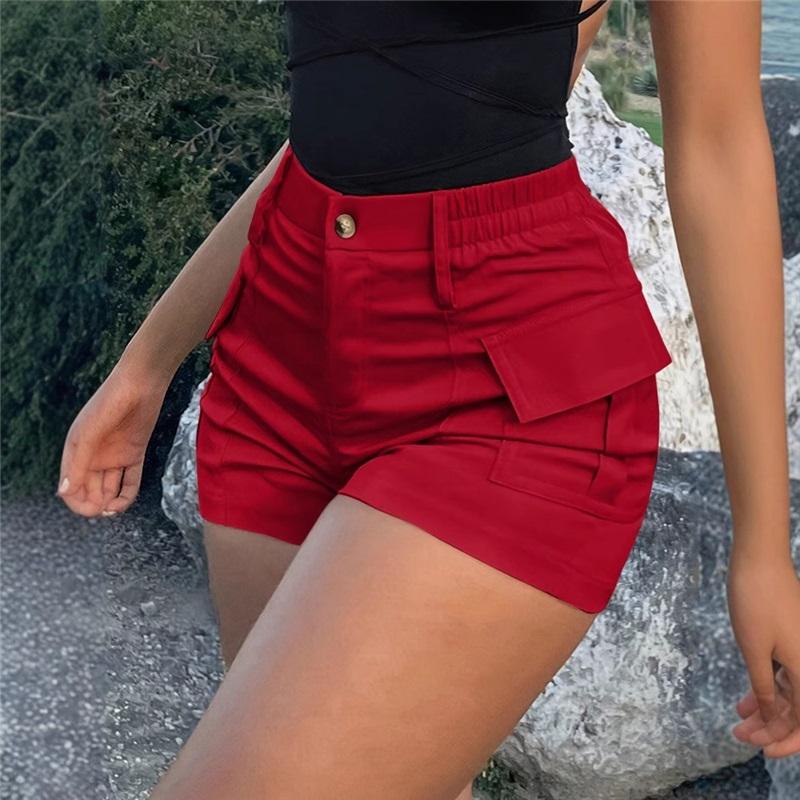 

Лето 2025 Американский кэжуал Однотонные женские шорты три четверти Стильный и удобный низ для лета XL красный