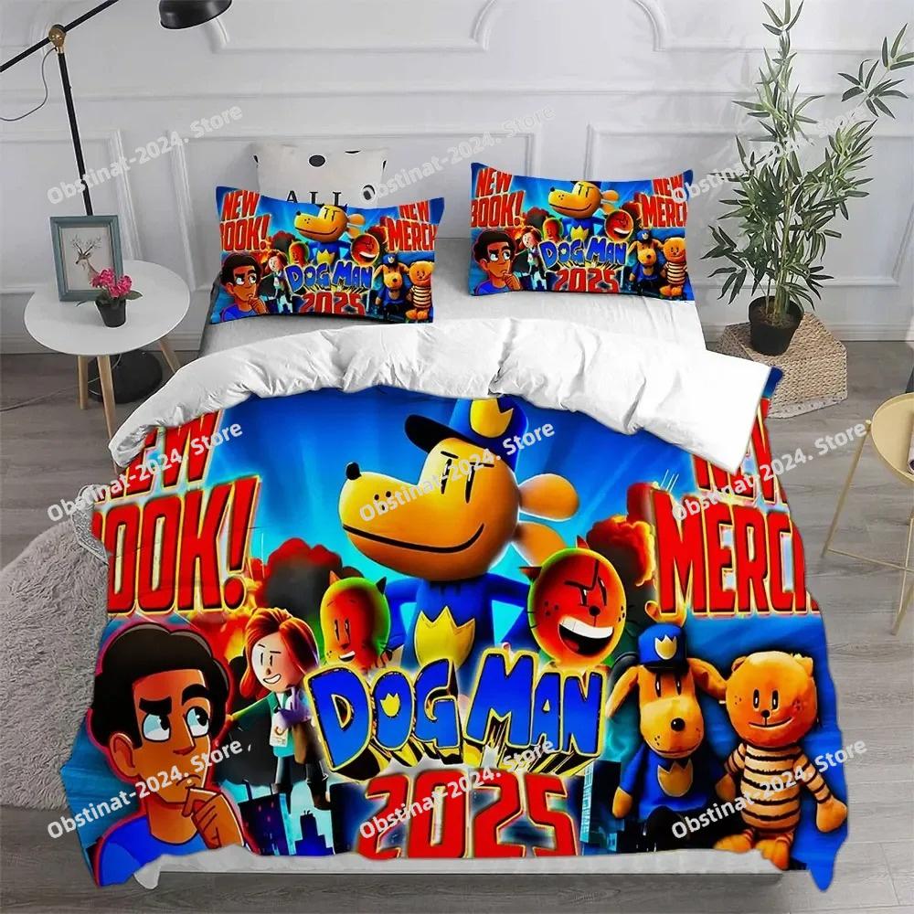 Dog Man Comforter Pillow Case Bedding Set Printed Bed Set Duvet Cover Sheet Pillowcase Bed Soft Quilt Cover Full Queen King Size