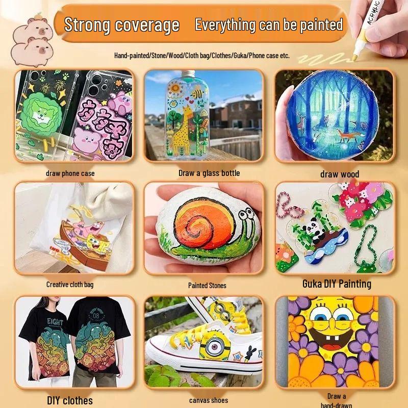 Washable Acrylic Marker Pens for Kids – No Bleed, Layerable, Perfect for DIY Graffiti & School Projects