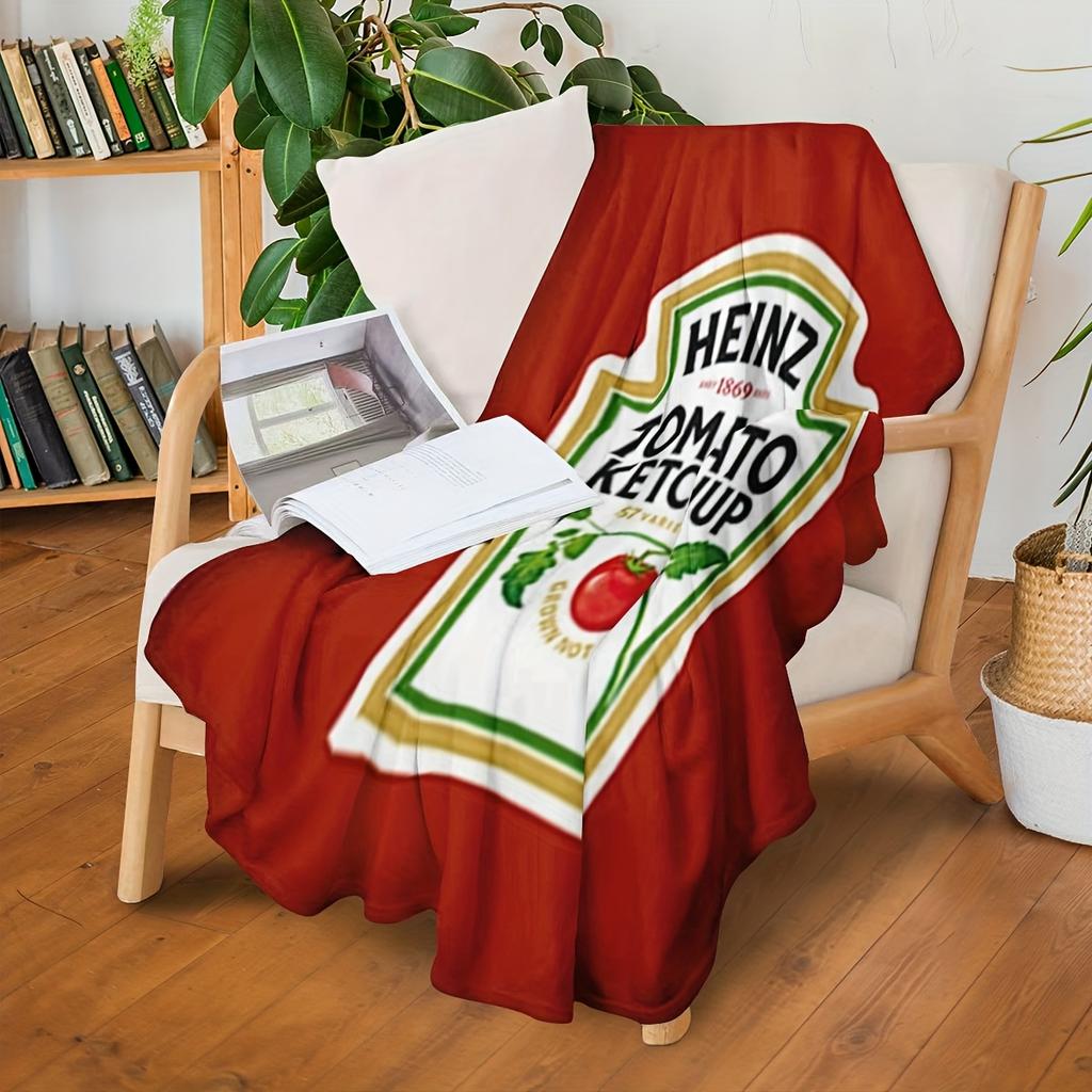 Tomato sauce-themed pattern Flannel printed blanket suitable for all seasons suitable for living room office sofa and travel
