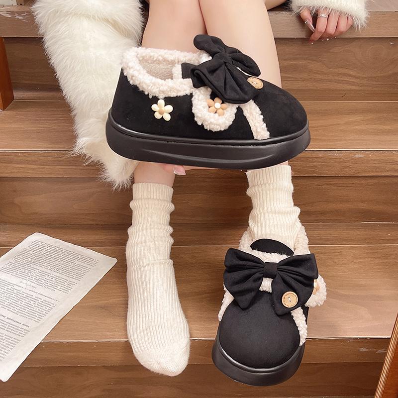 Fashion Cute Snow Boots for Women in Winter Waterproof Thick-soled Warm Cotton Shoes Short Boots Home Shoes Home Slippers