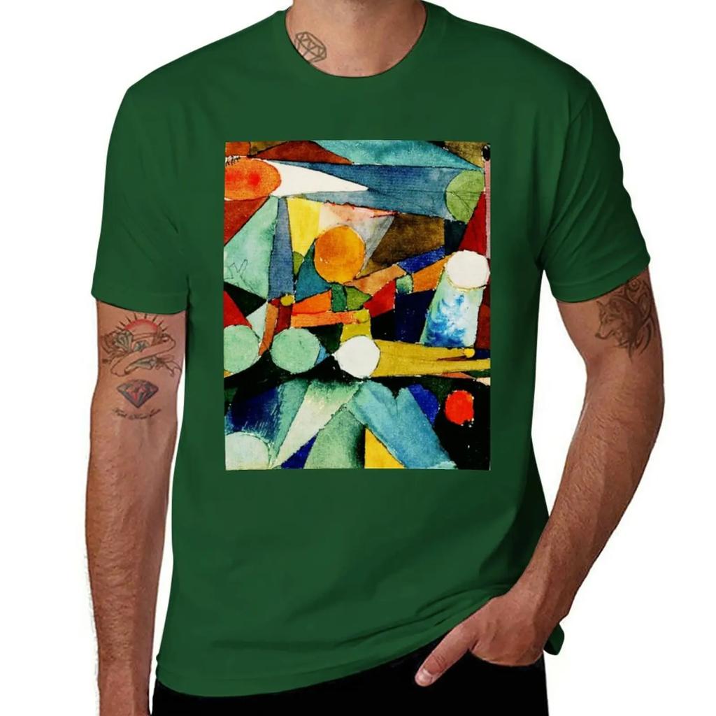 Farbenformen | Paul Klee Abstrakte Aquarellkunst T-Shirt Vintage Anime Erhaben Frucht des Webens Herren T-Shirts