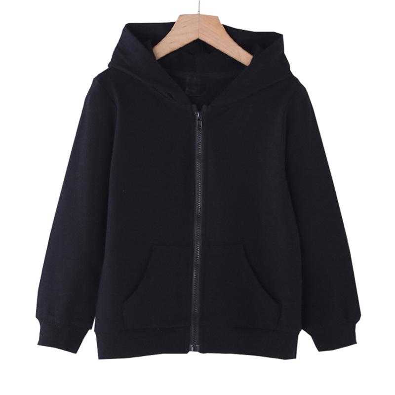 

Детский кардиган на молнии с капюшоном: Легкая куртка с длинным рукавом однотонной расцветки для весны и осени 150cm чёрный