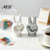Modern Geometric Art 3D Printed Victory Gesture Hand Sculpture, Resin Statue for Home Office Decorative Figurine Desk Decor, Creative Finger Ornament