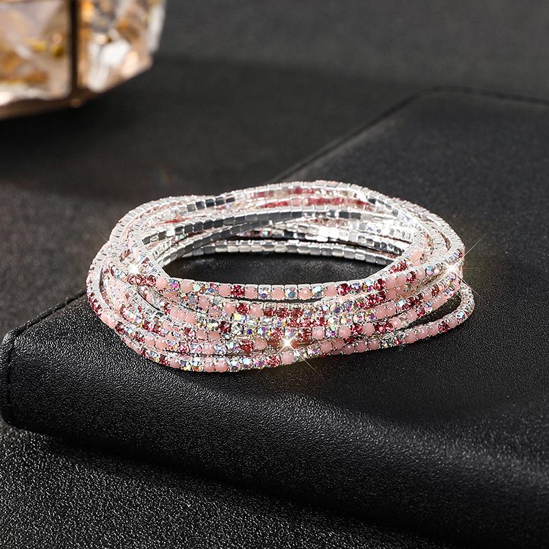 Diamond Elastic Bracelet Color Zircon Rhinestone Claw Chain Crystal Bracelet Gemstone Full Diamond Jewelry