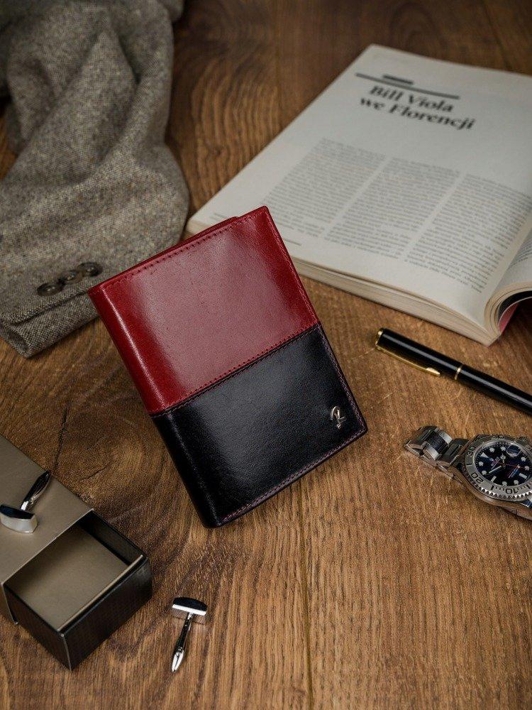 Leather vertical two-tone foldable RFID wallet - Rovicky