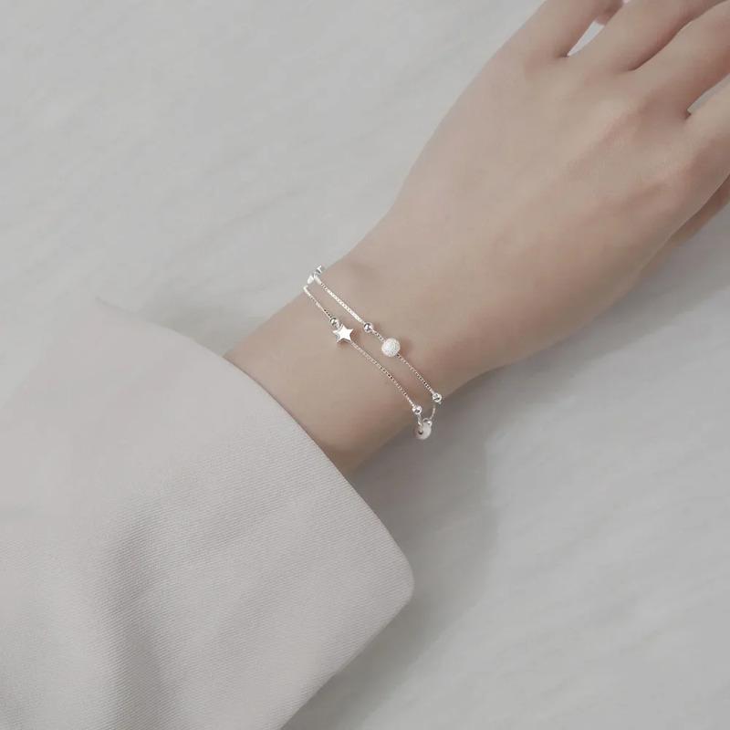 Silver Beautiful Stars Bracelets for Women Korean Fashion Designer Party Wedding Jewelry Holiday Gifts