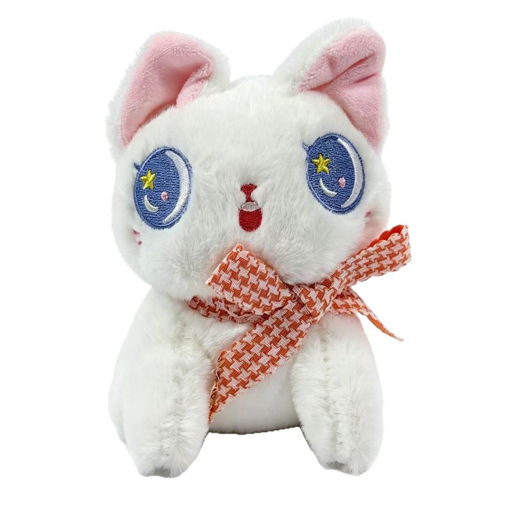 Big-Eyed Cat Plush Keychain & Earphone Case Pendant