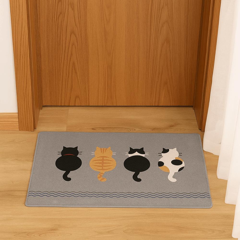 Flax Cat Door Mat Cartoon Kitchen Mat Durable Entrance Doormat  Laundry Room