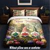 Set Biancheria da Letto a Tema Gnomo con Testo o Nome Personalizzato, 3 Pezzi, 1 Lenzuolo Sotto con Angoli & 2 Federe, Biancheria da Letto Personalizzata per la Casa