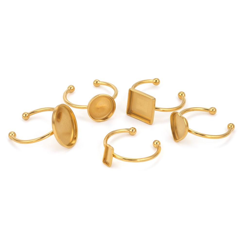 10 Stück Verstellbare Edelstahl Offene Ringfassungen Leere Basis Fassung Cabochon Ringe Für Schmuckherstellung DIY Fingerring Leere