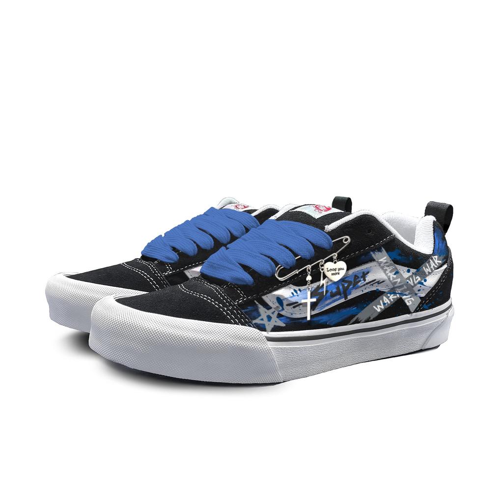Vans Knu Skool Abrasion Resistant Abrasion Resistant Low top Skateboard Shoes Unisex Blue White VN0009QC6BT1(Team613-)