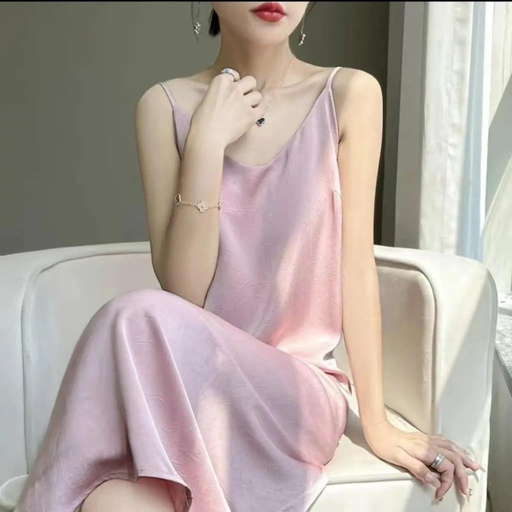 Acetate Satin Crack New Suspender Skirt Dress Loose Temperament Thin Premium Bottom Dress 888